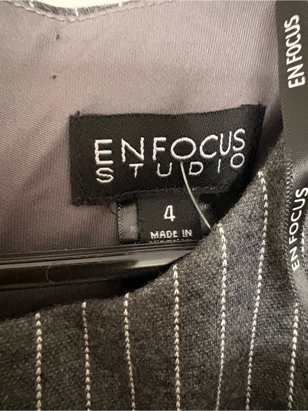 Enfocus Studio Pinstripe Blazer — Charcoal with White Pinstripes